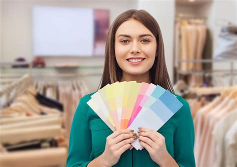 Premium Photo | Woman with color swatches at clothing store