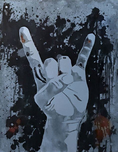 Rock on Hand, Rock and Roll Art, Sign Language Art, Rock N Roll Decor, Gallery Wall Art, Head ...