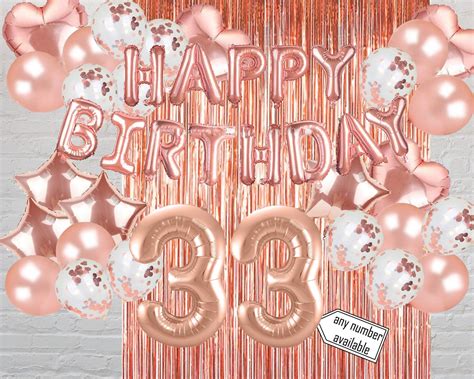 Happy 33rd Birthday Rose Gold Balloon Banner Photo Booth - Etsy