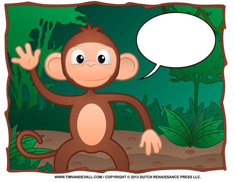 Printable Monkey Clipart, Coloring Pages, Cartoon & Crafts for Kids