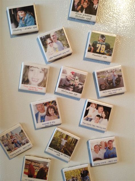 Got this idea from someone else on Pinterest. Mini magnetic Polaroids made from clear Avery ...