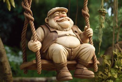 Garden swing decor, garden gnome hanging from wood by aiphotos123 on DeviantArt