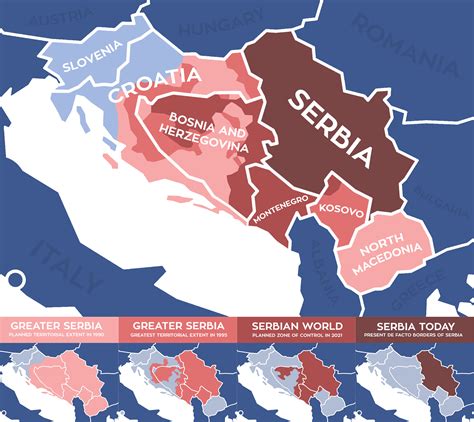 A map comparison of 'Greater Serbia' plan by the regime of Slobodan ...