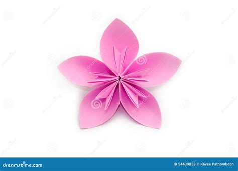 Pink Paper Origami Flower on White Background Stock Image - Image of background, imagination ...