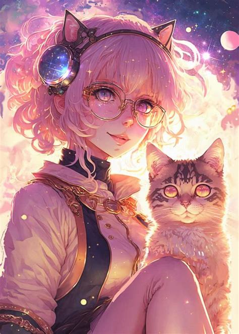 Cute Anime Cat Girl In Space Cat - Anass Benktitou - Drawings ...