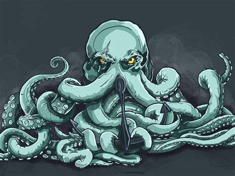 Kraken by Chris Hudson Le Kraken, Kraken Art, Octopus Illustration, Illustration Vector, Octopus ...