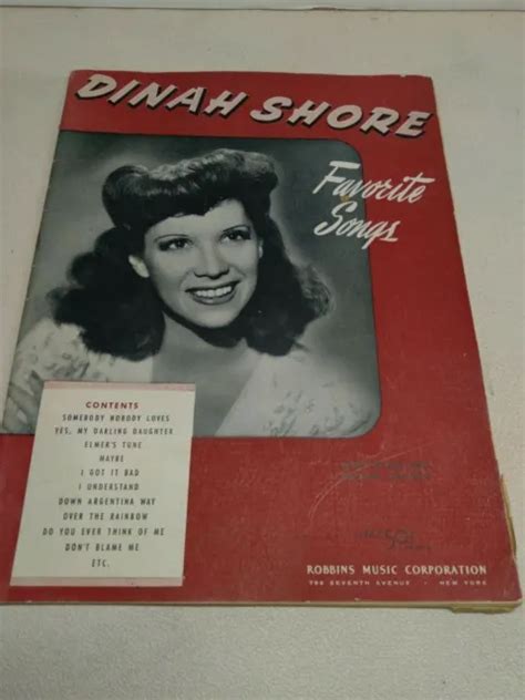 VINTAGE DINAH SHORE Favorite Songs Music Folio 1941 Music, Lyrics, Guitar Chords $7.99 - PicClick