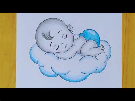 How to draw a dreaming baby boy sleeping on cloud ||baby drawing||pencil sketch|simple art with ...