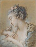 FRANÇOIS BOUCHER | HEAD-AND-SHOULDERS STUDY OF A YOUNG WOMAN WITH A BIRD ON HER RIGHT WRIST ...