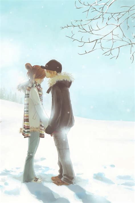 Sweet couple snow | Otaku Anime | Anime love couple, Anime couples ...