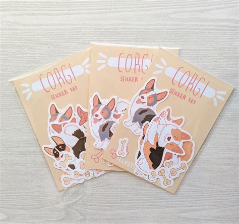 Corgi Sticker Set Cute Corgi Stickers Cute Dog Sticker Set | Etsy