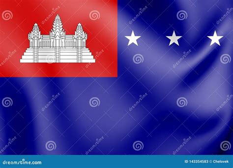 3D Flag of Khmer Republic. stock illustration. Illustration of cambodia ...