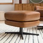 Viv Leather High-Back Swivel Chair Ottoman | West Elm