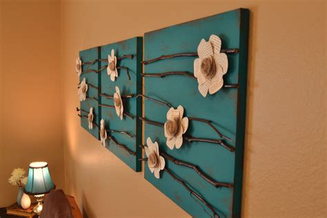 My Pinterest inspired paper flowers/ branches canvas wall decor. | Pinterest decorating, Decor ...