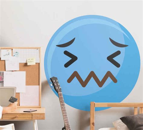 Scared emoji design wallpaper sticker - TenStickers