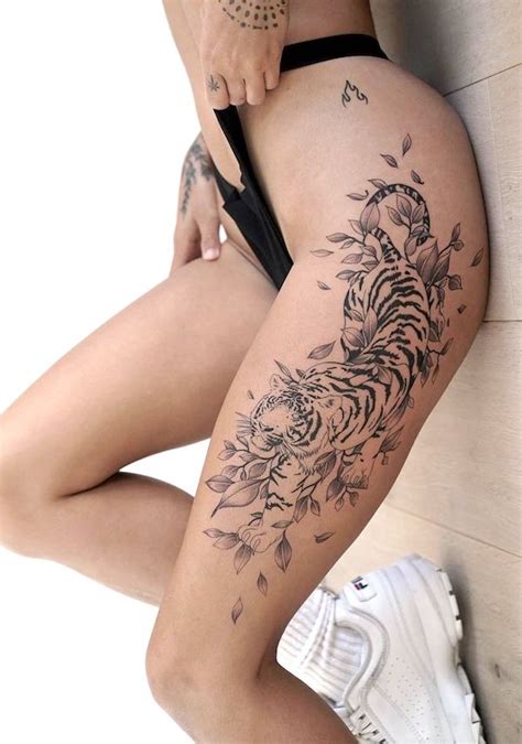 Tiger Tattoos For Women On Thigh