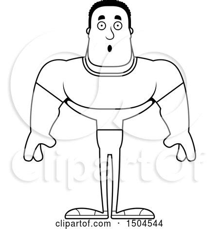 Clipart of a Black and White Surprised Buff African American Casual Man - Royalty Free Vector ...