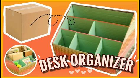 HOW TO MAKE A DESK ORGANIZER FROM CARDBOARD BOX - Easy & Small - YouTube