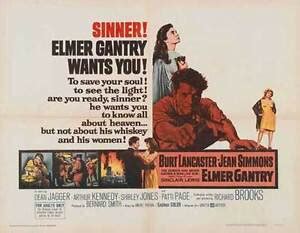 ELMER GANTRY Movie POSTER 22x28 Half Sheet Burt Laner Shirley Jones Jean Simmons 883313383486 | eBay