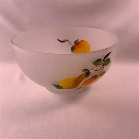 HAZEL ATLAS GAY Fad Painted Salad Bowl Frosted Glass Large 10" $24.99 - PicClick
