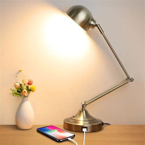 LED Desk Lamp with USB Charging Port, Swing Arm, Fully Dimmable, 3 Color Modes, Eye-Caring Task ...