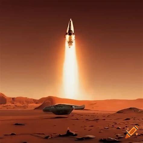 Spaceship flying towards mars on Craiyon