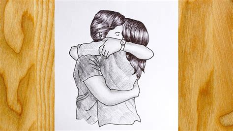 How to Draw a Cute Couple Hugging For Beginner || Romantic Couple Huggin... | Hugging drawing ...