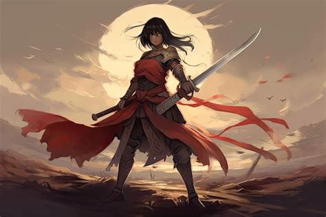 Premium AI Image | Fantasy digital art depicting a swordwielding anime ...