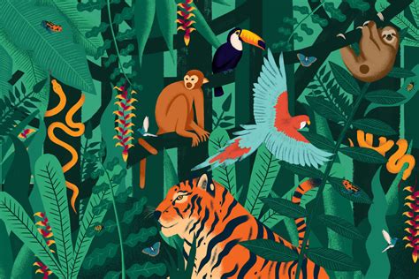 Jungle Animals Wallpaper Mural | Hovia