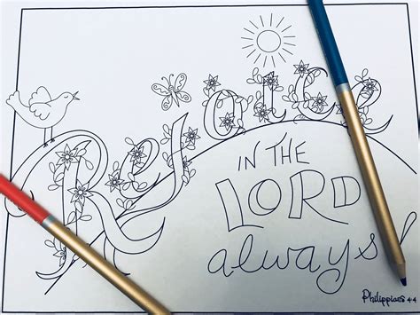 Coloring page Rejoice in the Lord always hand-drawn and - Etsy España