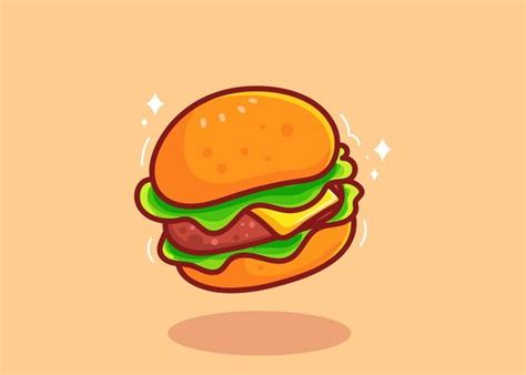 Premium Vector | Vector illustration double cheeseburger big beef burger with vegetables hand ...