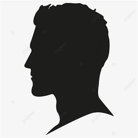 the silhouette of a man's head is shown in black and white, with no ...