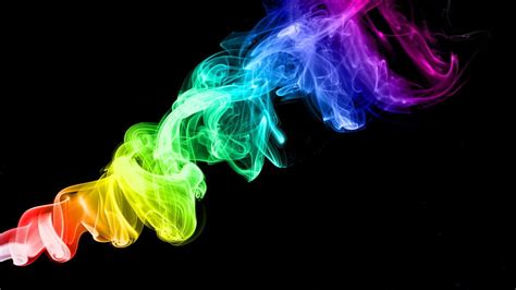 HD wallpaper: rainbow color smoke wallpaper, colorful, black background ...