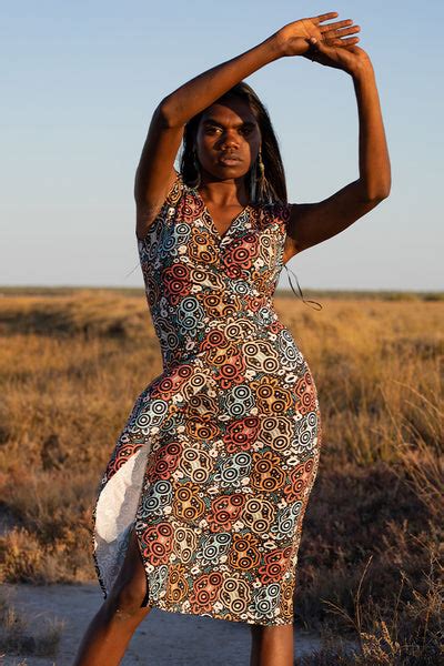 Aboriginal Art Midi Dress Summer Formal Night - M.E | Yarn Marketplace