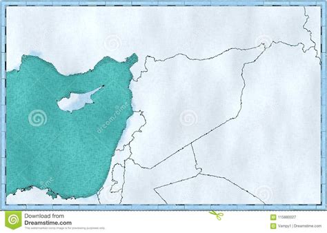 Map of Syria and Borders, Physical Map Middle East, Arabian Peninsula. Mediterranean Sea Stock ...