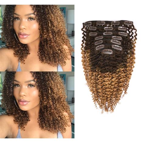 Amazon.com : Anrosa Kinkys Curly Clip in Hair Extensions Human Hair 3C 4A Afro Kinky Curly Clip ...