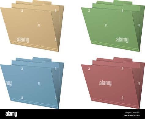 Set of four colored manila folders Stock Photo - Alamy