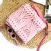 Pink Crossbody Bag, Crochet Messenger Bag, Vegan Leather Strap Phone ...