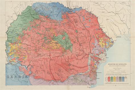 Ethnic map of Romania proper and the territories it claimed after the conclusion of World War I ...