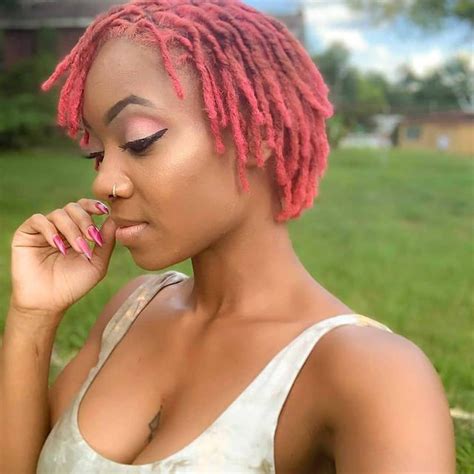 pink locs | Short locs hairstyles, Locs hairstyles, Short dyed hair