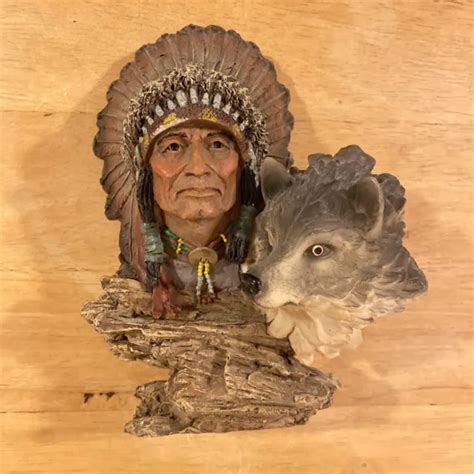 MHR NATIVE AMERICAN Chief and Gray Wolf Resin Figurine Indian Wolfpack Art Decor $15.00 - PicClick