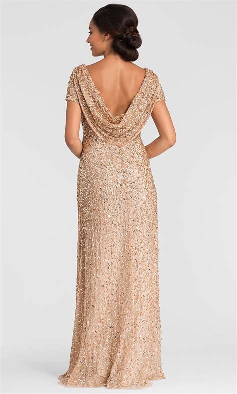 Champagne Gold Sequin MOB Dress by Adrianna Papell | Mob dresses, Long ...