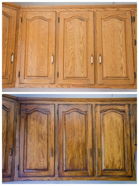 Honey Oak Staining Oak Cabinets Before And After - I have black granite ...