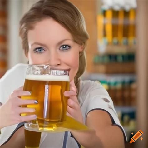 Woman serving beer at kuchlbauer on Craiyon