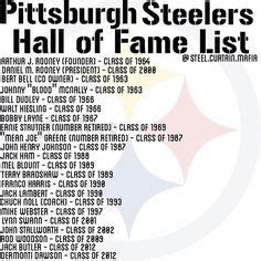 Pittsburgh Steelers Hall of Fame List … | Steelers fan, Steelers ...