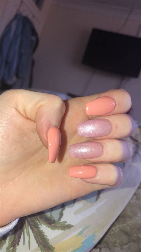 Peach & pink nails🍑💓 | Pink nails, Nails, Nail designs