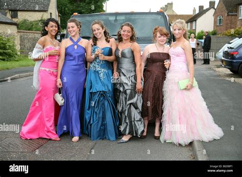 British teenage girls going to their School Prom Stock Photo - Alamy