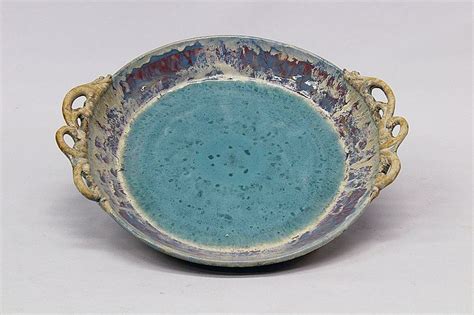 Large Round Blue and Mulberry Purple Ceramic Pottery Serving Platter | Pottery, Ceramic pottery ...
