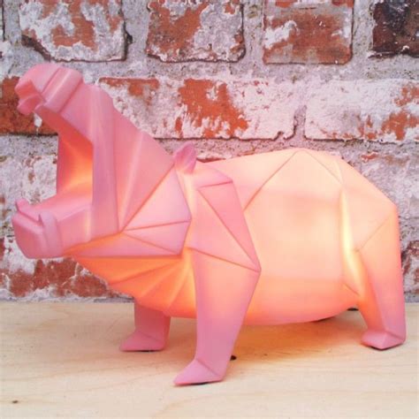 Pink Origami Hippo Lamp - Red Candy Bedroom Lamps, Lamps Living Room, Quirky Table Lamp, Lamp ...