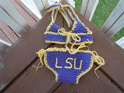 Infant Toddler Crochet Bikini Swimsuit College by debutantdesigns